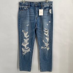 Hidden High Rise Bailey Boyfriend Jeans Distressed Straight Leg Rigid Size 29